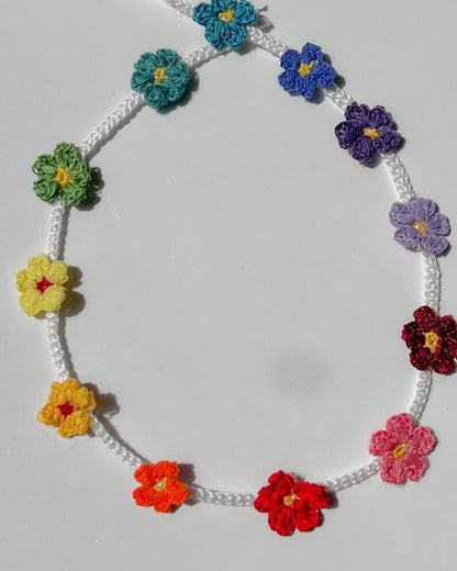 Rainbow Bloom Crochet Bracelet & Choker — PDF Pattern