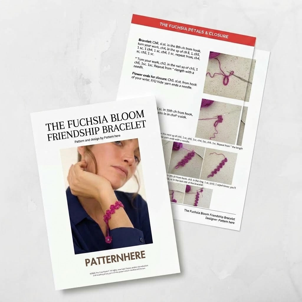 🌸 Fuchsia Bloom Friendship Bracelet – 2 Patterns in 1
