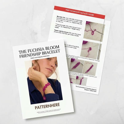 🌸 Fuchsia Bloom Friendship Bracelet – 2 Patterns in 1