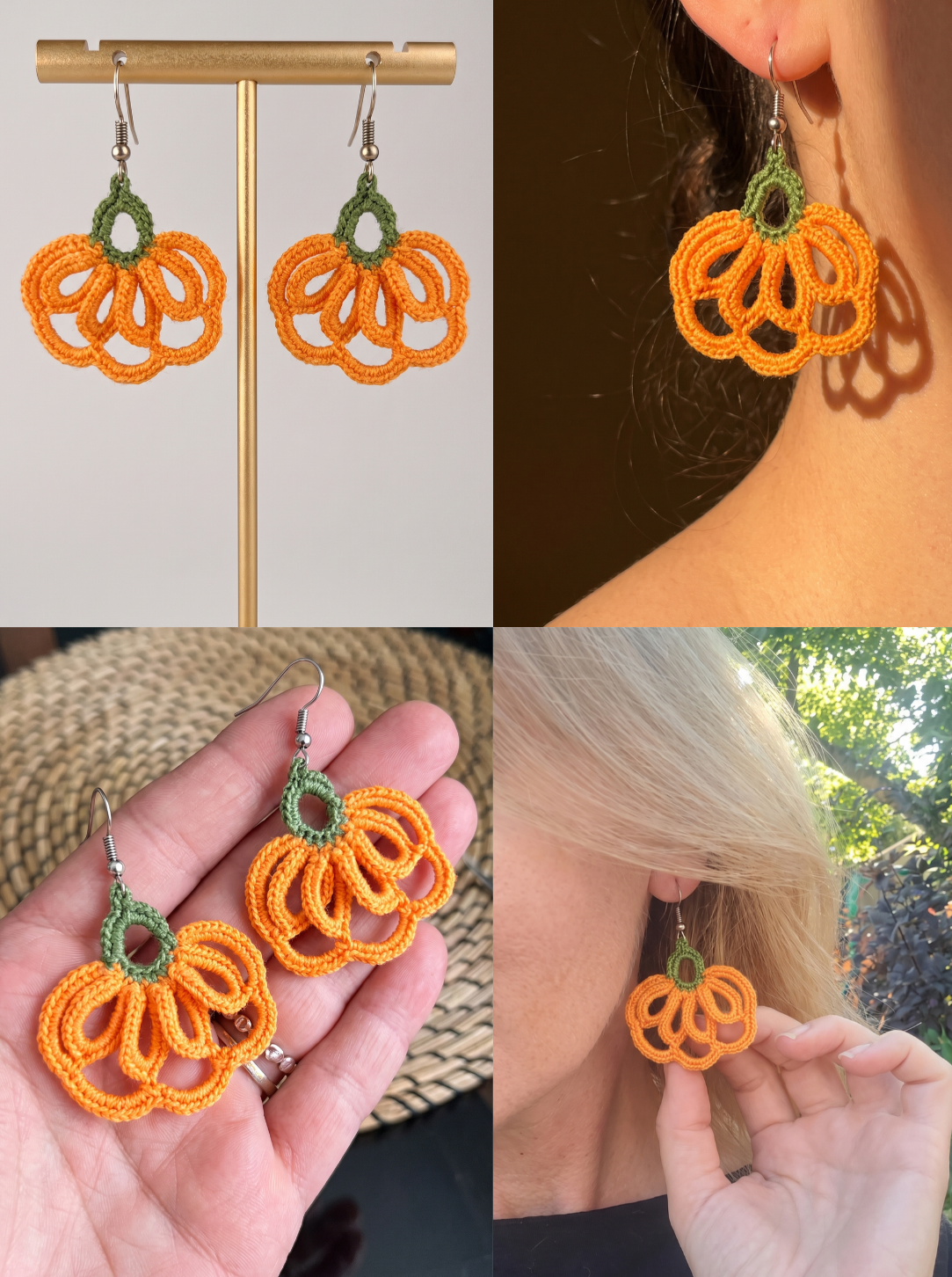 🎃 Halloween Pumpkin Earrings Crochet Pattern