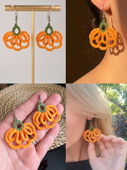 🎃 Halloween Pumpkin Earrings Crochet Pattern