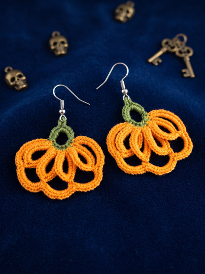 🎃 Halloween Pumpkin Earrings Crochet Pattern