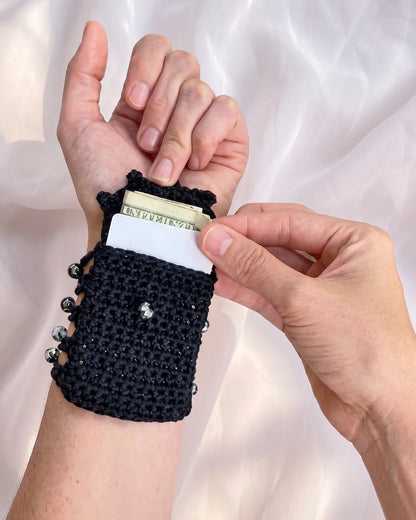 Crochet Wrap Bracelet & Mini Wrist Wallet Pattern 2-in-1  – No Sewing!