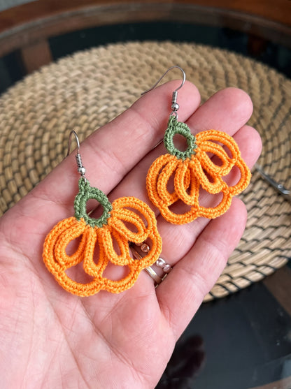 🎃 Halloween Pumpkin Earrings Crochet Pattern