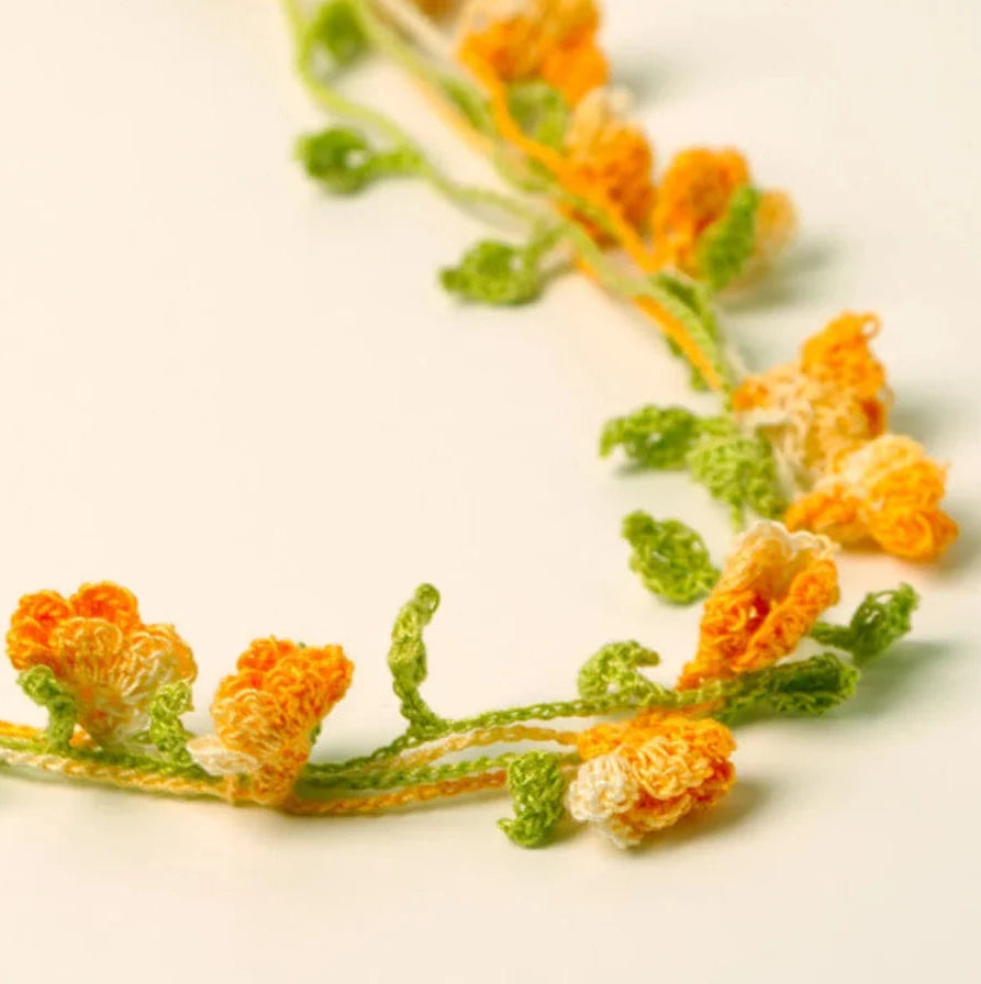 Floral Charm Crochet Bracelet