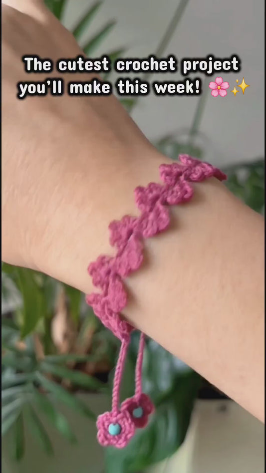 🌸 Fuchsia Bloom Friendship Bracelet – 2 Patterns in 1
